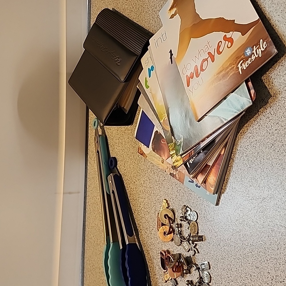 LARGE LOT of Weight Watchers Items - Binder, Booklets, Tongs, & Charms/Keychains